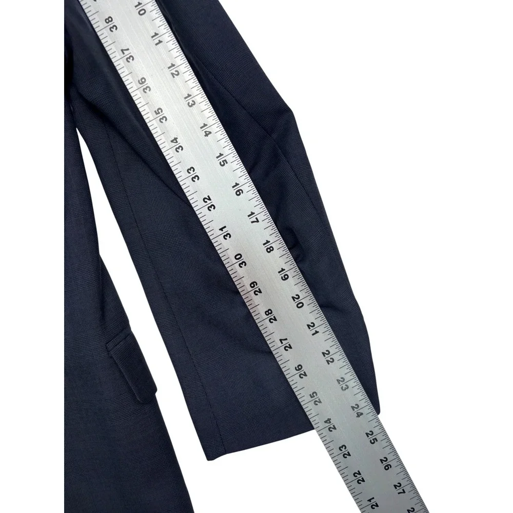 vtg 90s Zanieri Italy 44S 35x28 Navy Blue Plaid 2pc Pant Suit Tasmania Wool